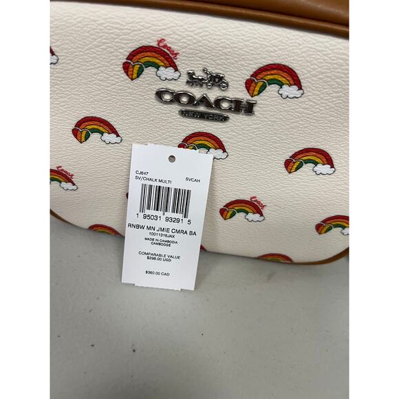 Coach CJ647 Mini Jamie Camera Bag Crossbody With Rainbow Print Chalk Multi - Picture 9 of 9